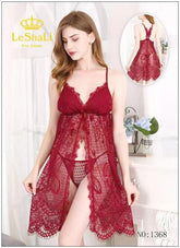 2pc front open transparent nighty